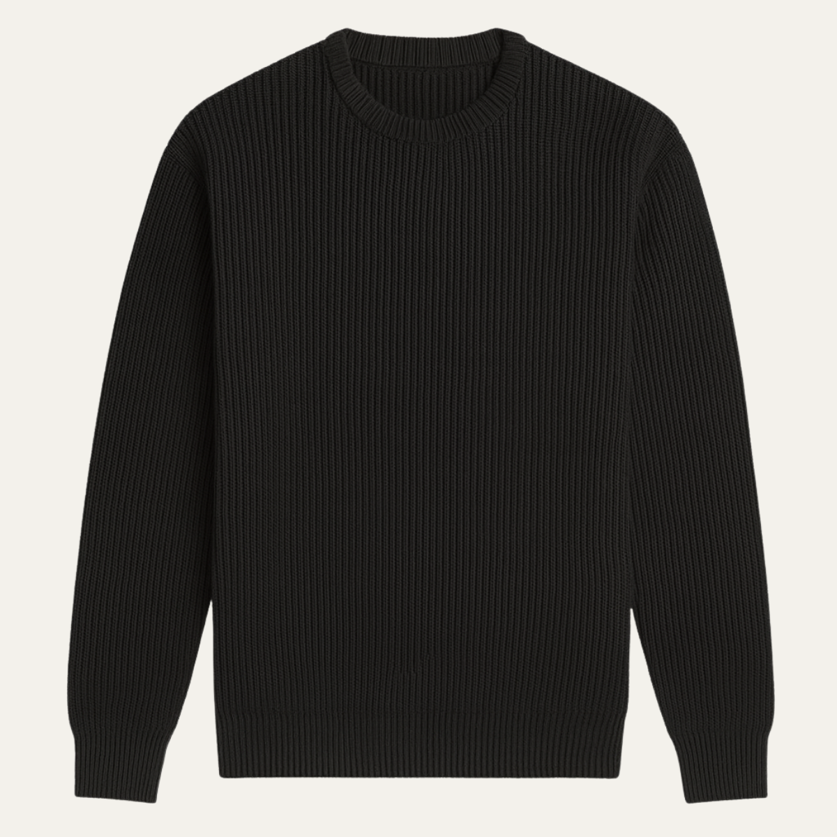 Man wearing a crew neck knit sweater