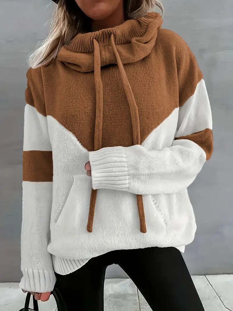 Women's Color Block Knit Hoodie
