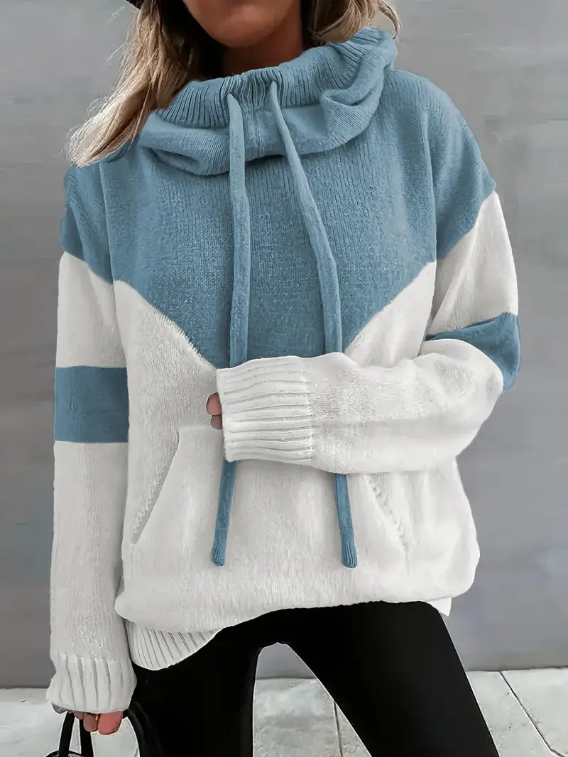 Women's Color Block Knit Hoodie
