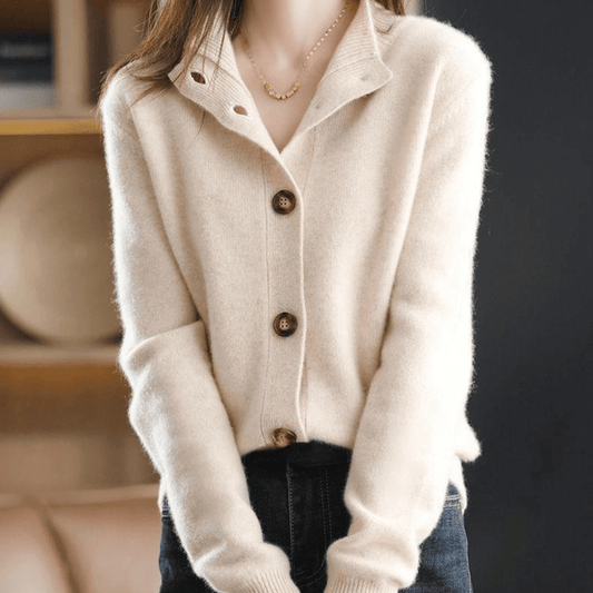 Woman wearing a warm knit sweater vest
