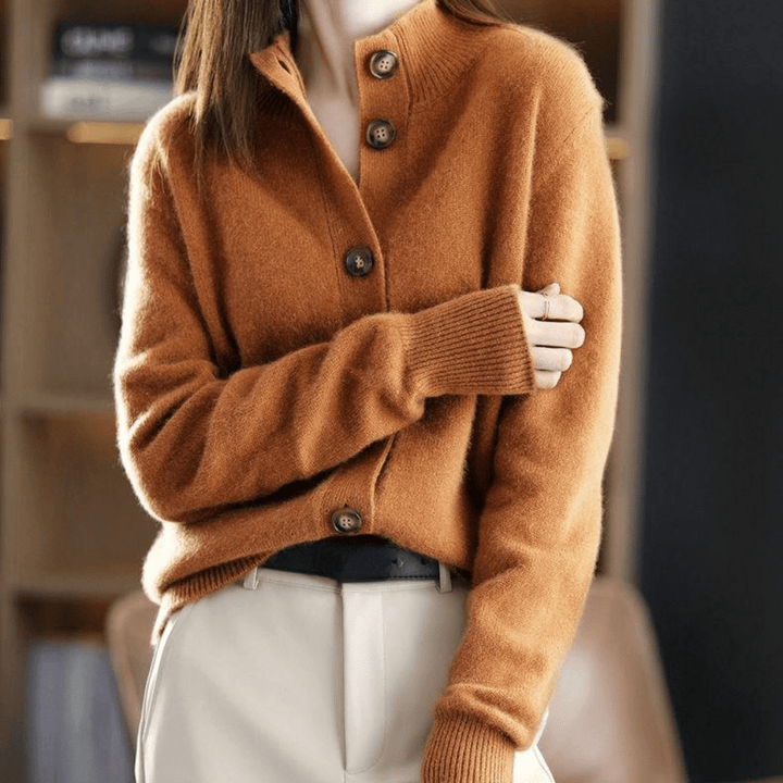 Woman wearing a warm knit sweater vest