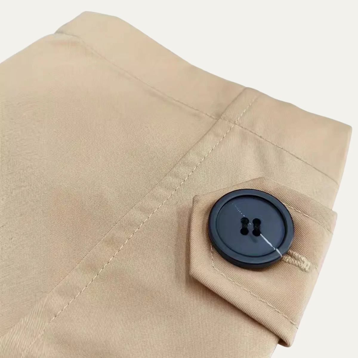 Khaki double breasted trench coat for men.