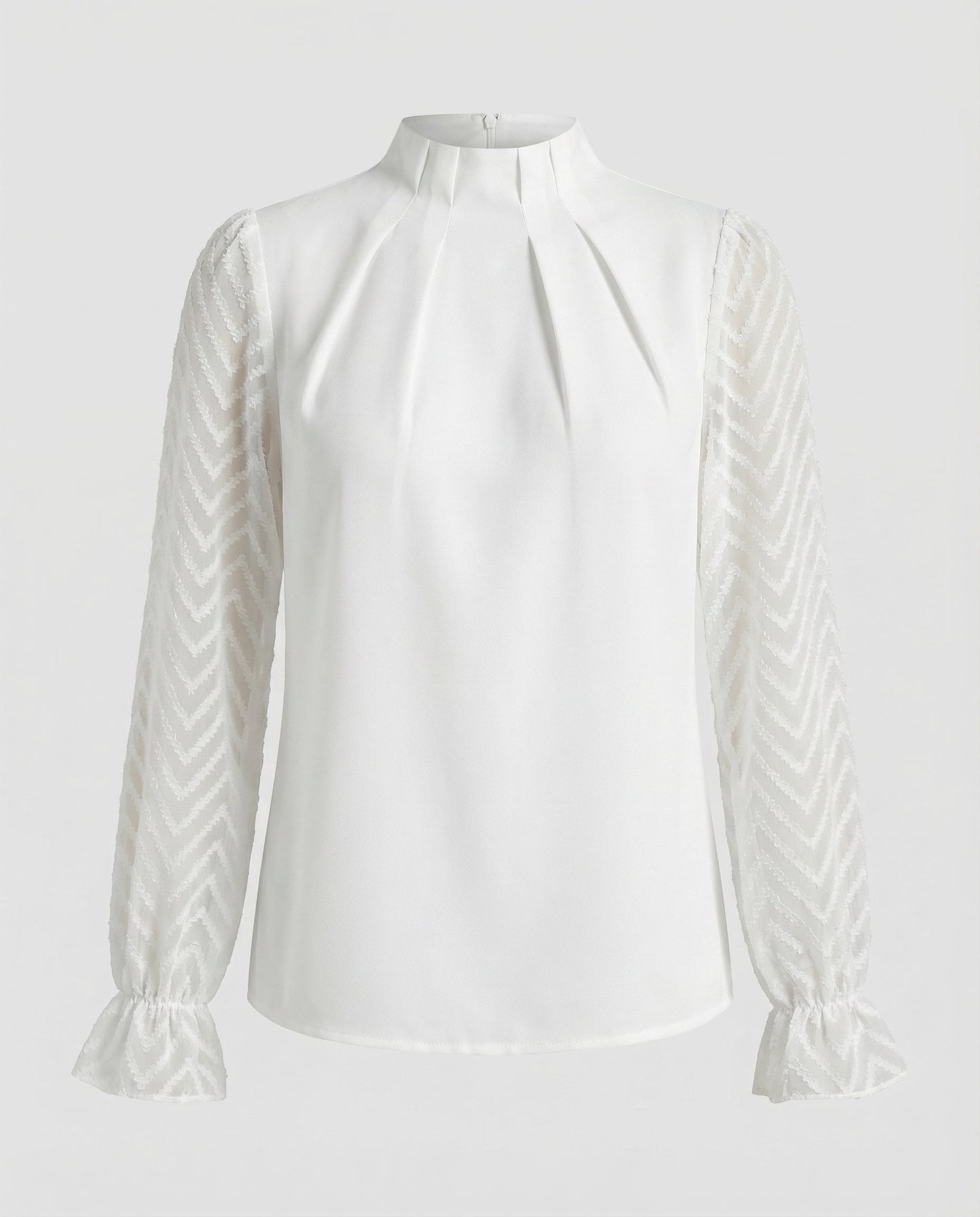 Woman wearing an elegant long sleeve round neck top