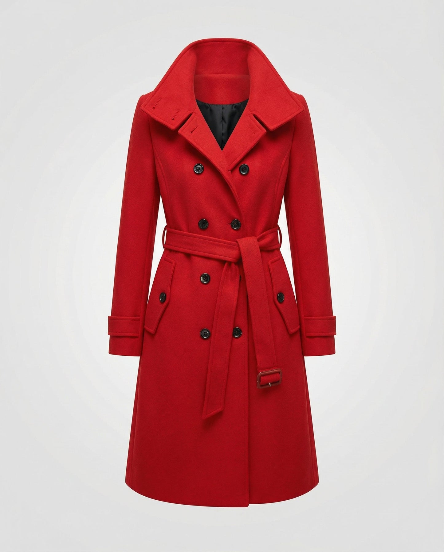 Elegant Warm Trench Coat for women, detail view.