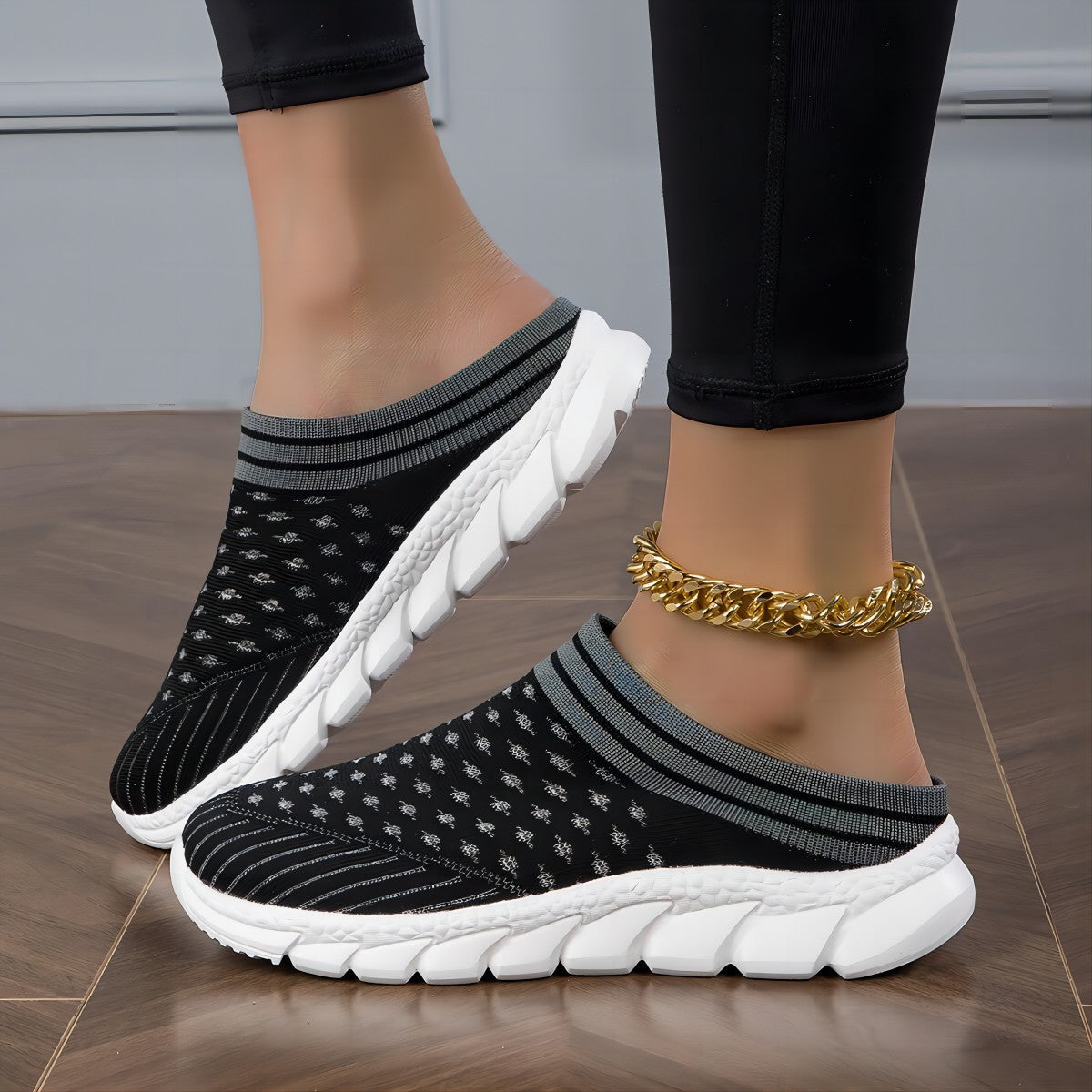 Cozy knit sock slides
