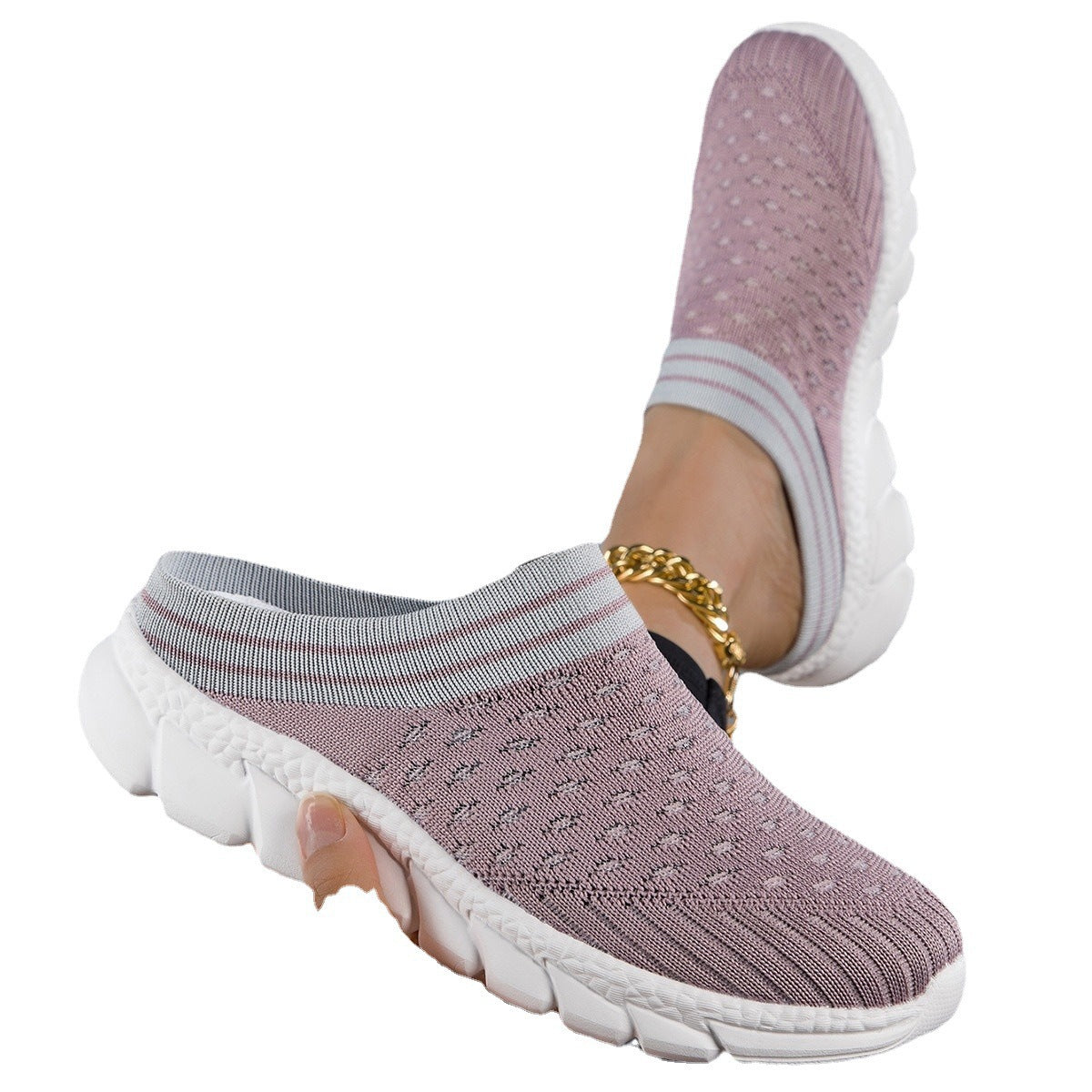 Cozy knit sock slides