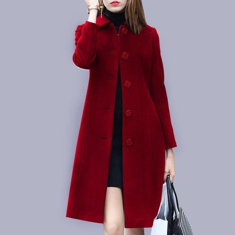 Wine Red fit and flare trench coat for women.