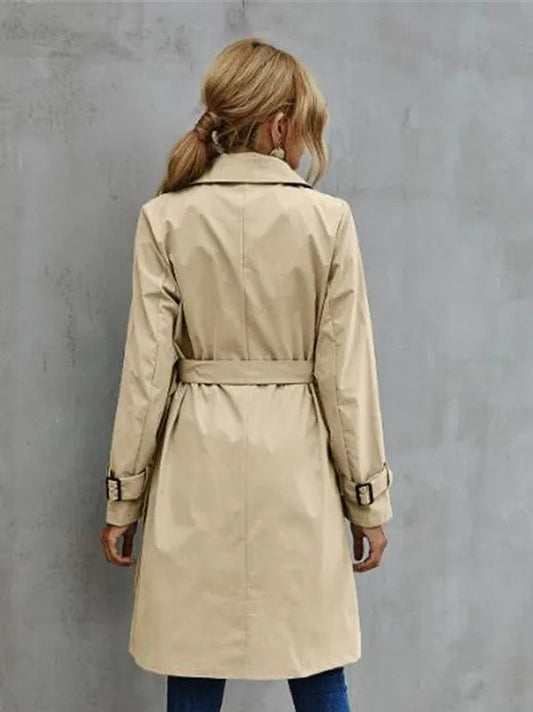 Belted Trench Coat for women, detail view.
