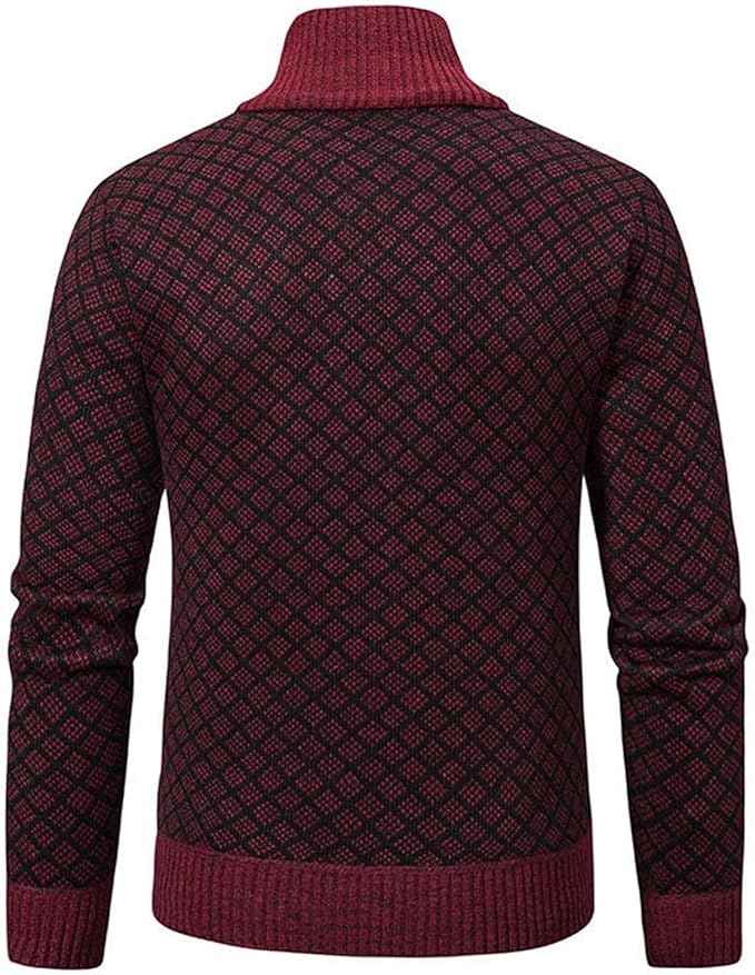 Men's diamond knit zip up vest with stand collar