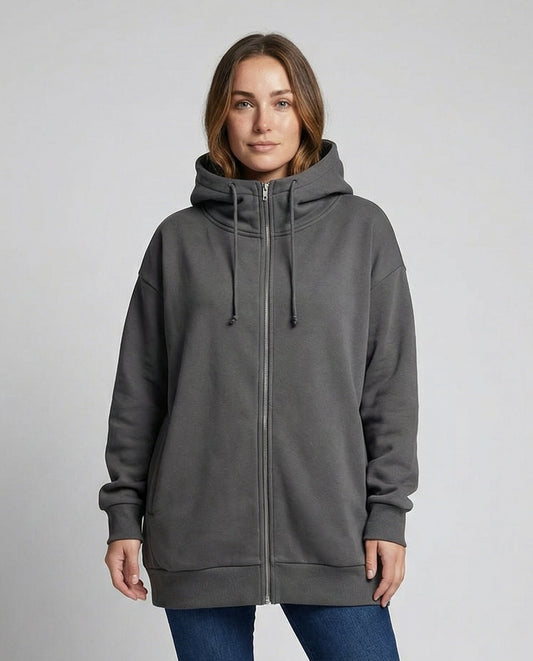 Women's Oversized Fleece Full Zip Hoodie