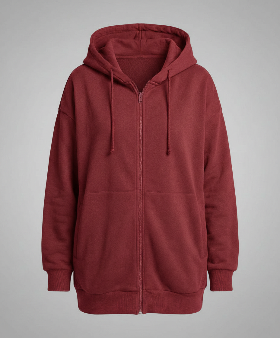 Women's Oversized Fleece Full Zip Hoodie