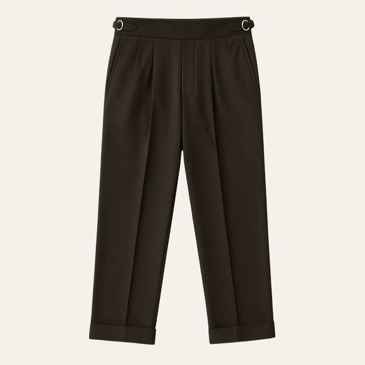 Man wearing formal pleated dress pants