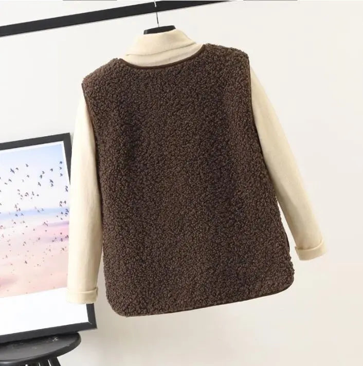Chocolate Brown relaxed fit vest for women.