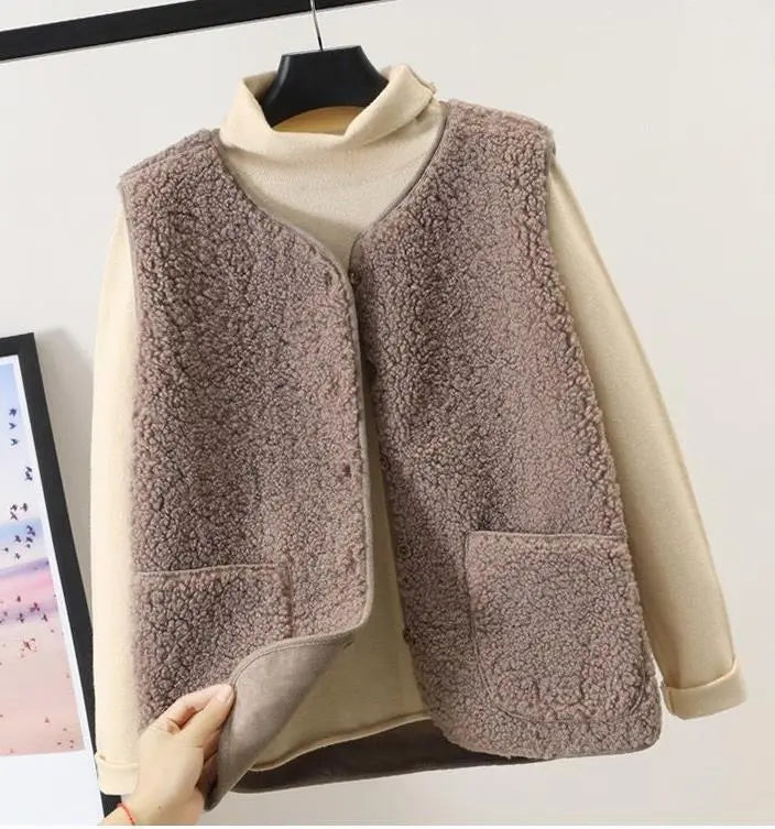 Mauve relaxed fit vest for women.
