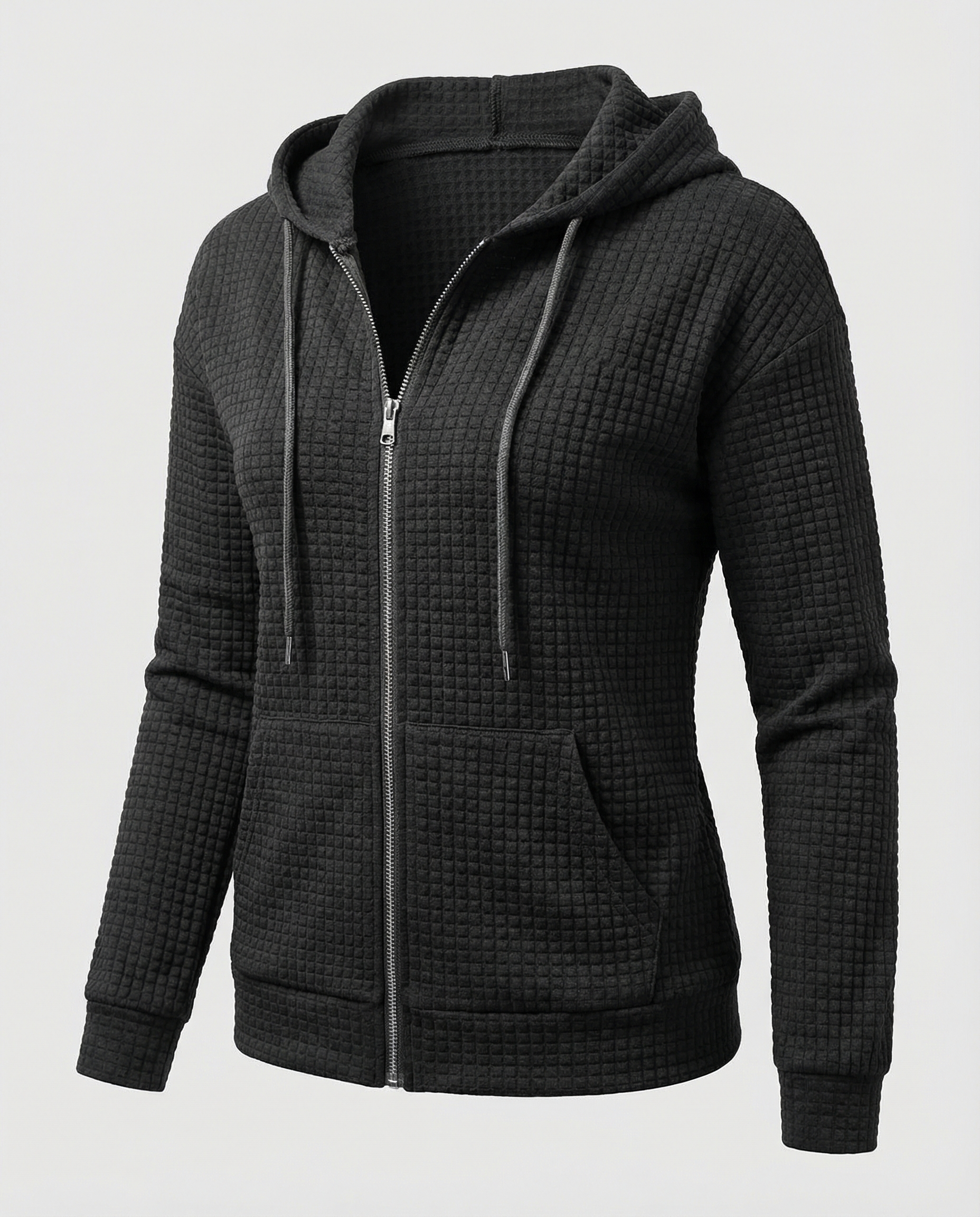Women's Waffle Knit Zip Up Hoodie