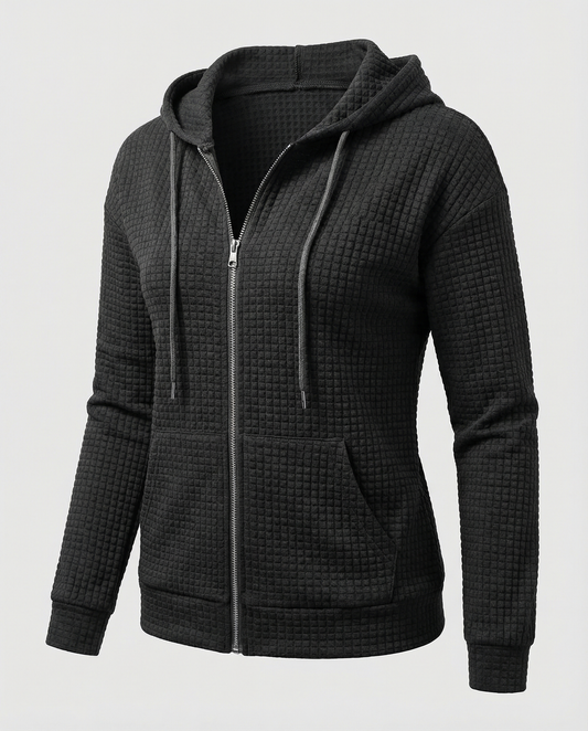 Women's Waffle Knit Zip Up Hoodie