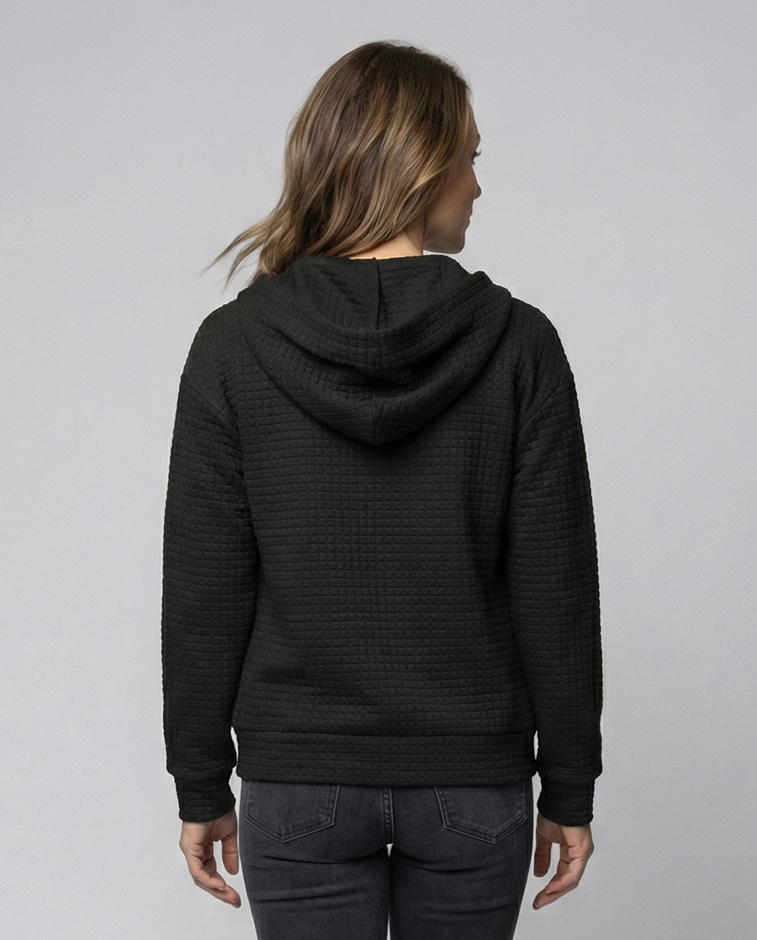 Women's Waffle Knit Zip Up Hoodie