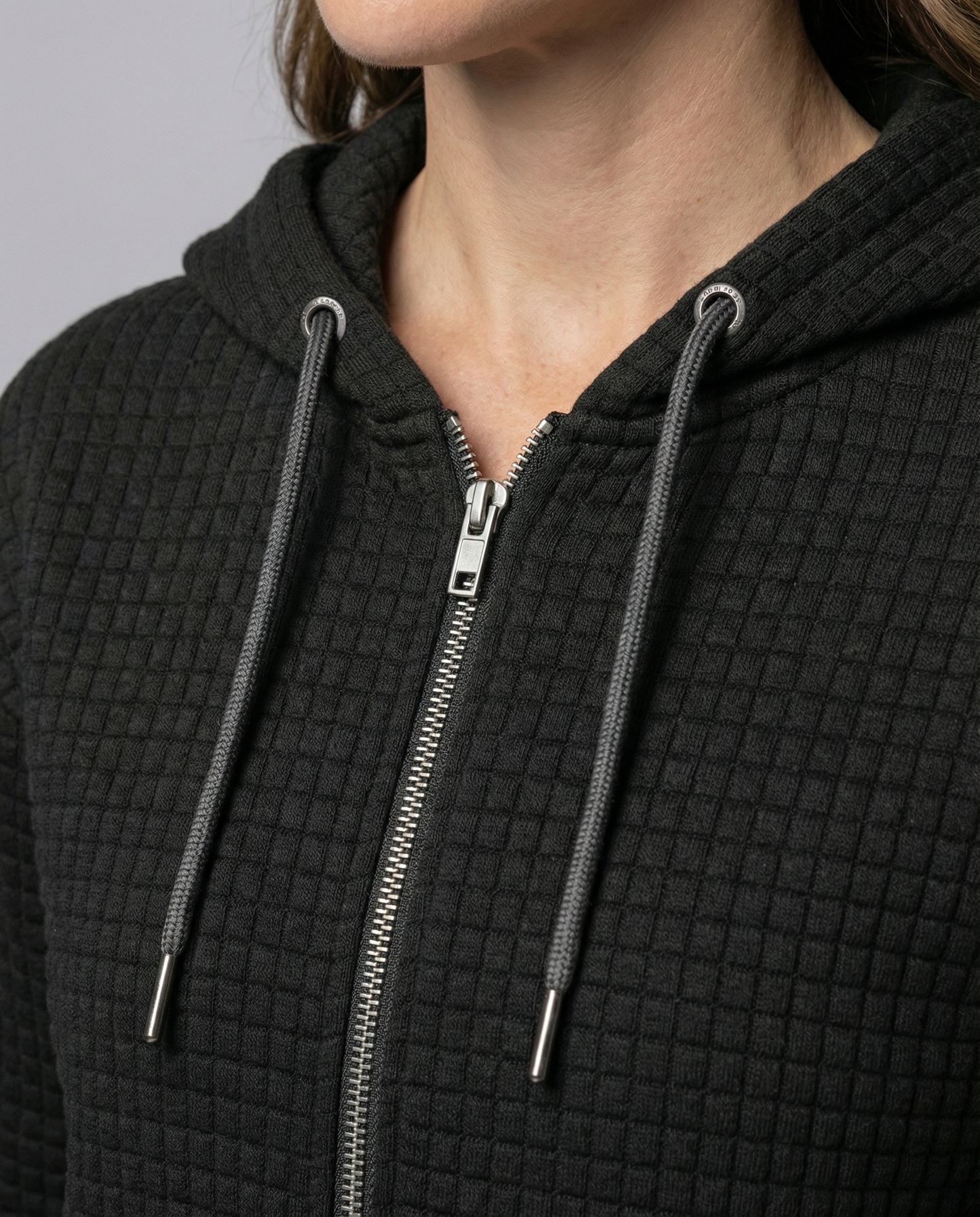 Women's Waffle Knit Zip Up Hoodie