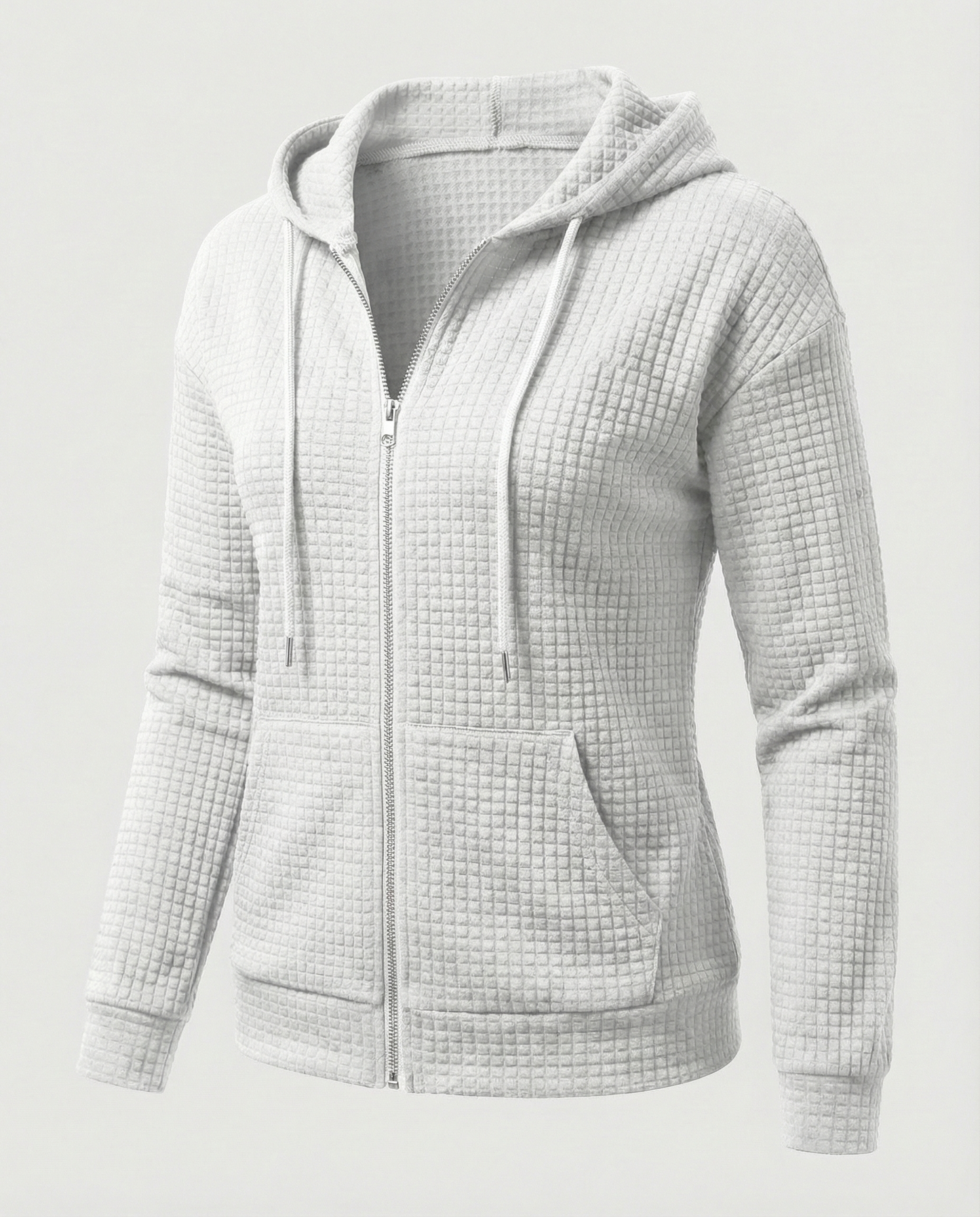 Women's Waffle Knit Zip Up Hoodie