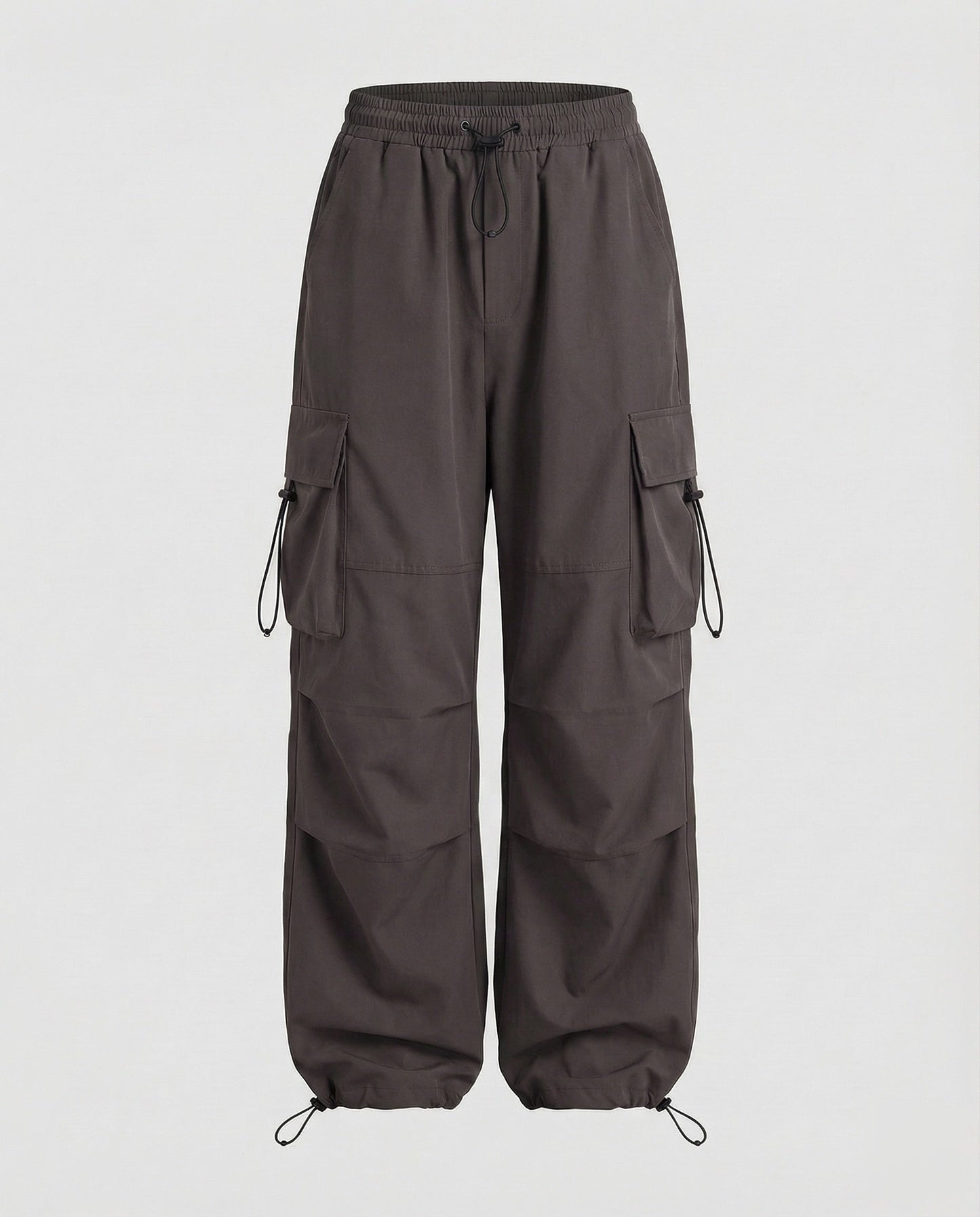 Gray utility cargo pants for women.