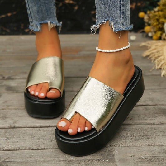 Women's cutout platform slide sandals