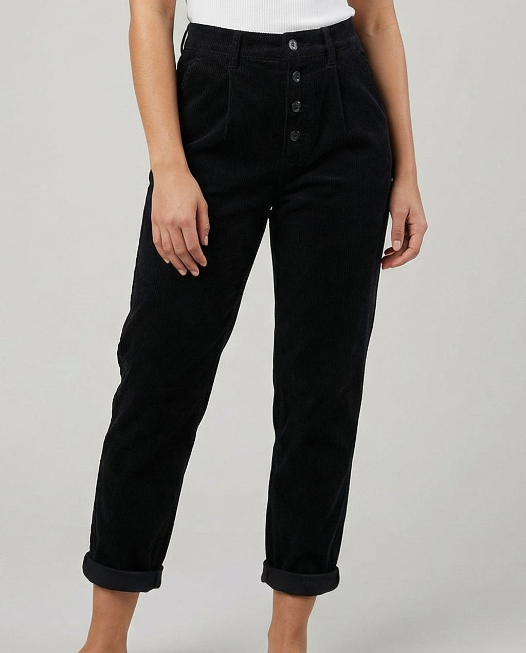 Straight Leg Corduroy Pants for women, detail view.