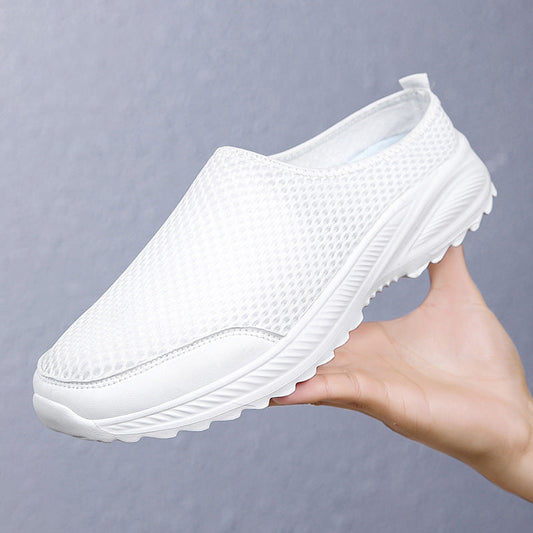 Breathable mesh slip-on slides