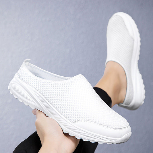 Breathable mesh slip-on slides