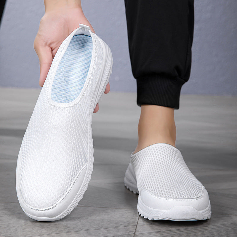 Breathable mesh slip-on slides