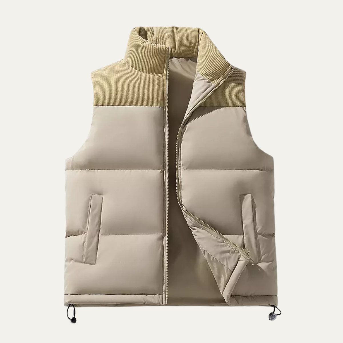 Colorblock Puffer Vest for men, detail view.