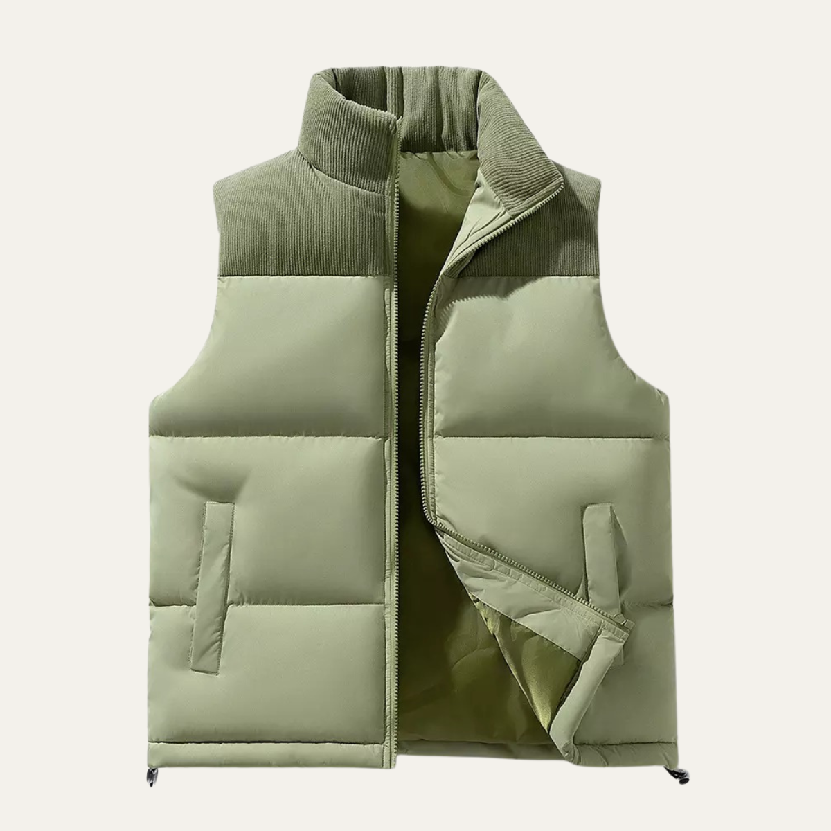 Colorblock Puffer Vest for men, detail view.