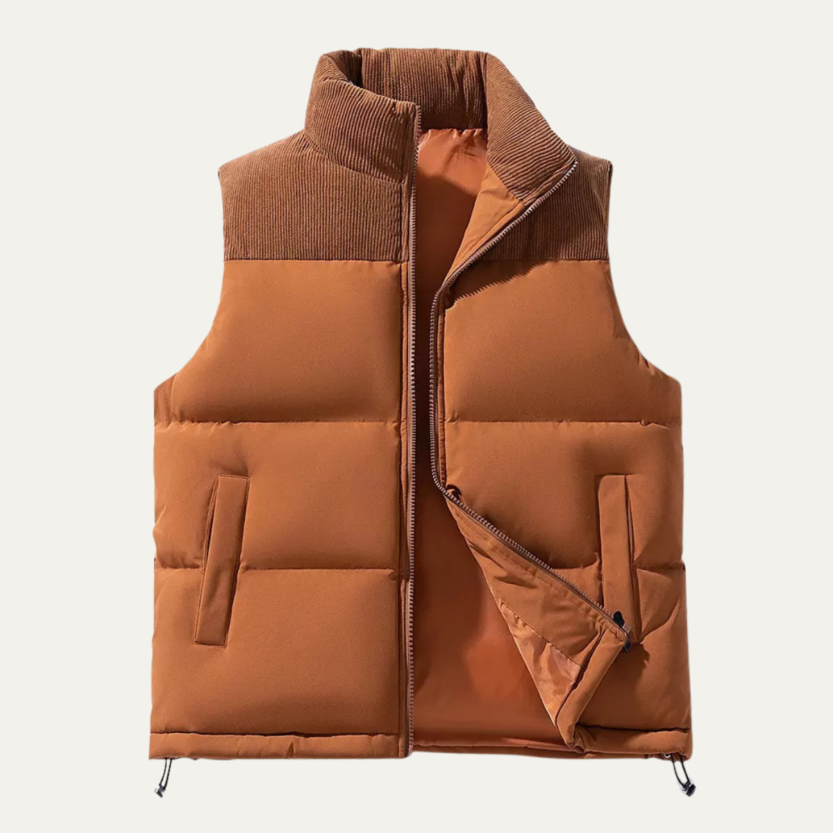Colorblock Puffer Vest for men, detail view.