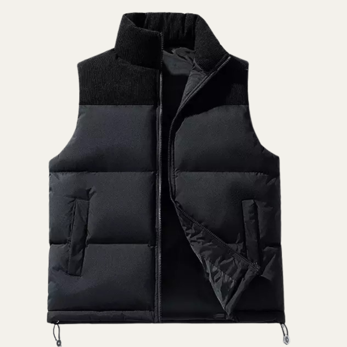 Colorblock Puffer Vest for men, detail view.