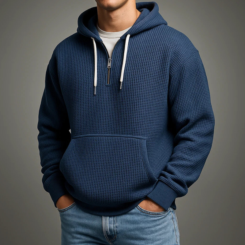 Men's Waffle Knit Half Zip Hoodie