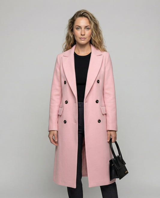 Woman wearing a warm belted trench coat