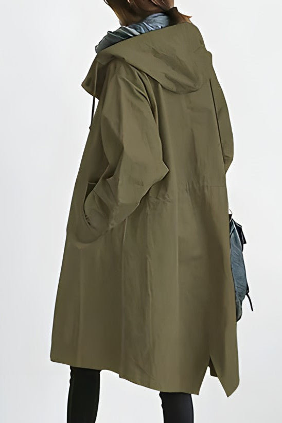 Woman wearing a belted trench coat