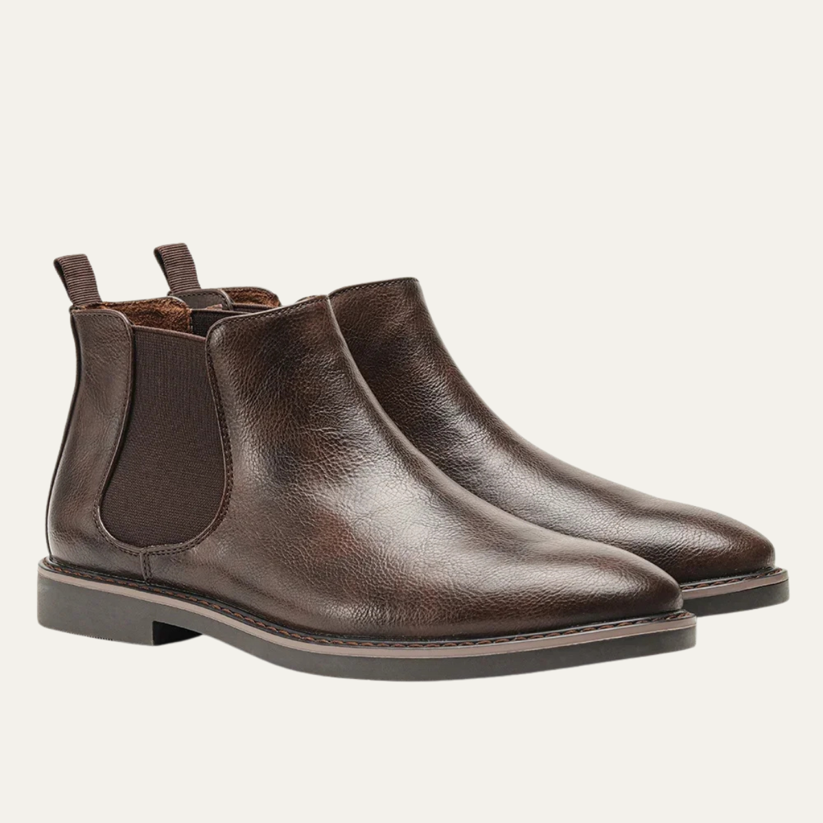 Men's Almond Toe Chelsea Boots in Dark Brown