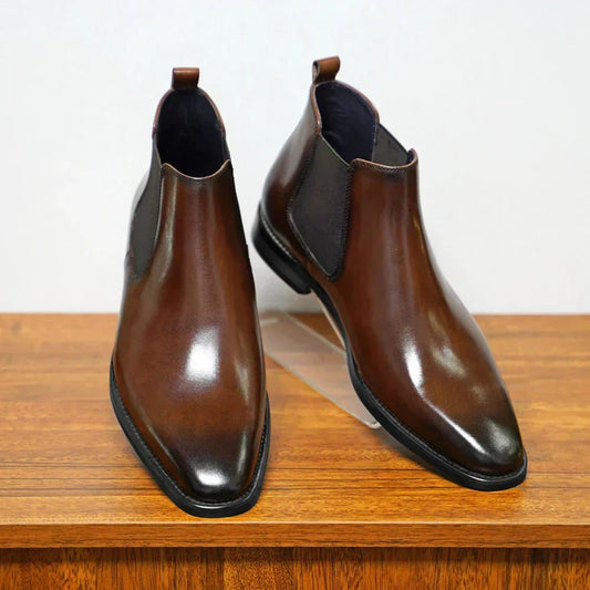 Men's Burnished Leather Chelsea Boots
