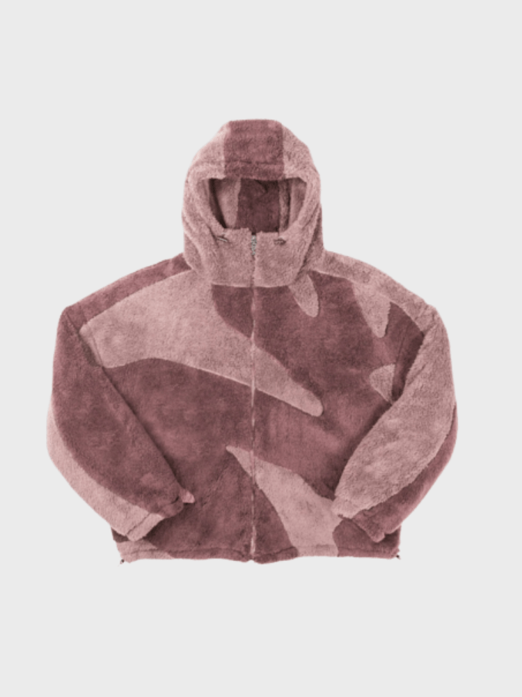 Men's Camo Sherpa Zip Hoodie in Pink