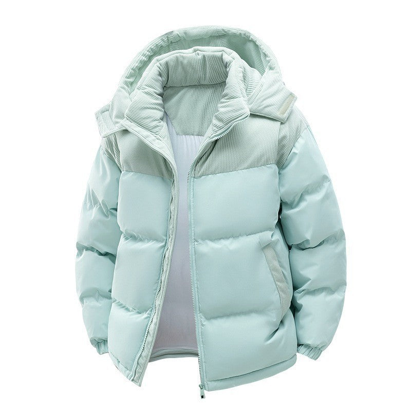 Men's Color Block Puffer Winter Jacket in Light Blue