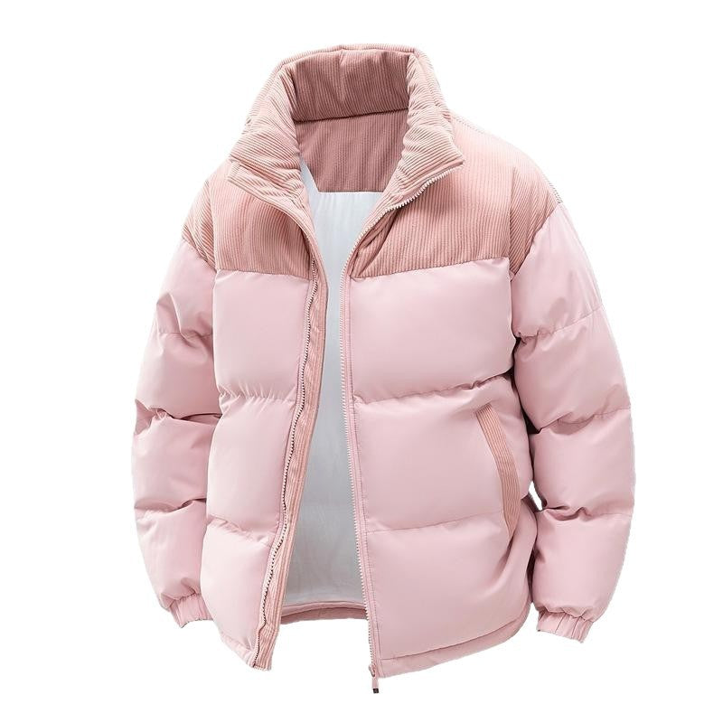 Men's Color Block Puffer Winter Jacket in Pink