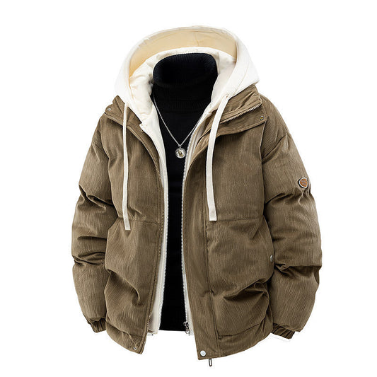 Men's Corduroy Puffer Winter Jacket