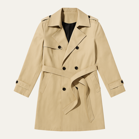 Men's Double Breasted Trench Coat in Khaki