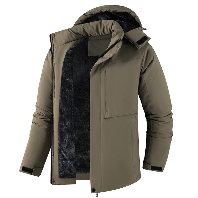 Men's Faux Fur Lined Hooded Winter Jacket