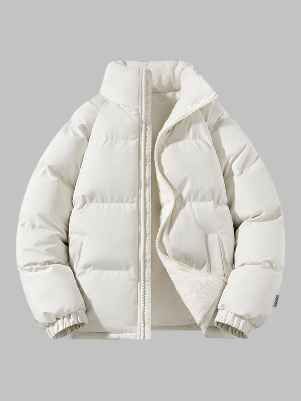 Men's Fleece Lined Puffer Jacket in Beige