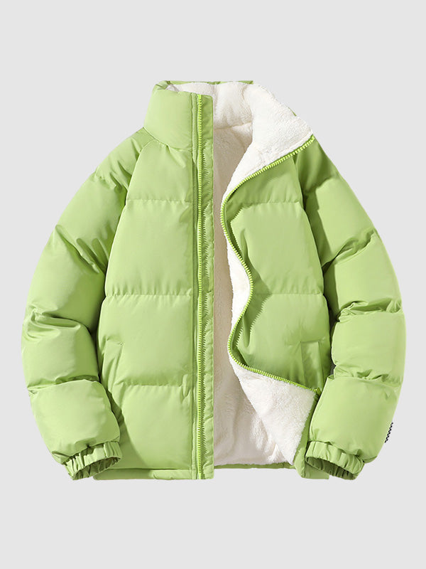 Men's Fleece Lined Puffer Jacket in Green