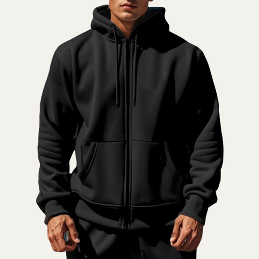 Men's Fleece Zip Up Hoodie in Black