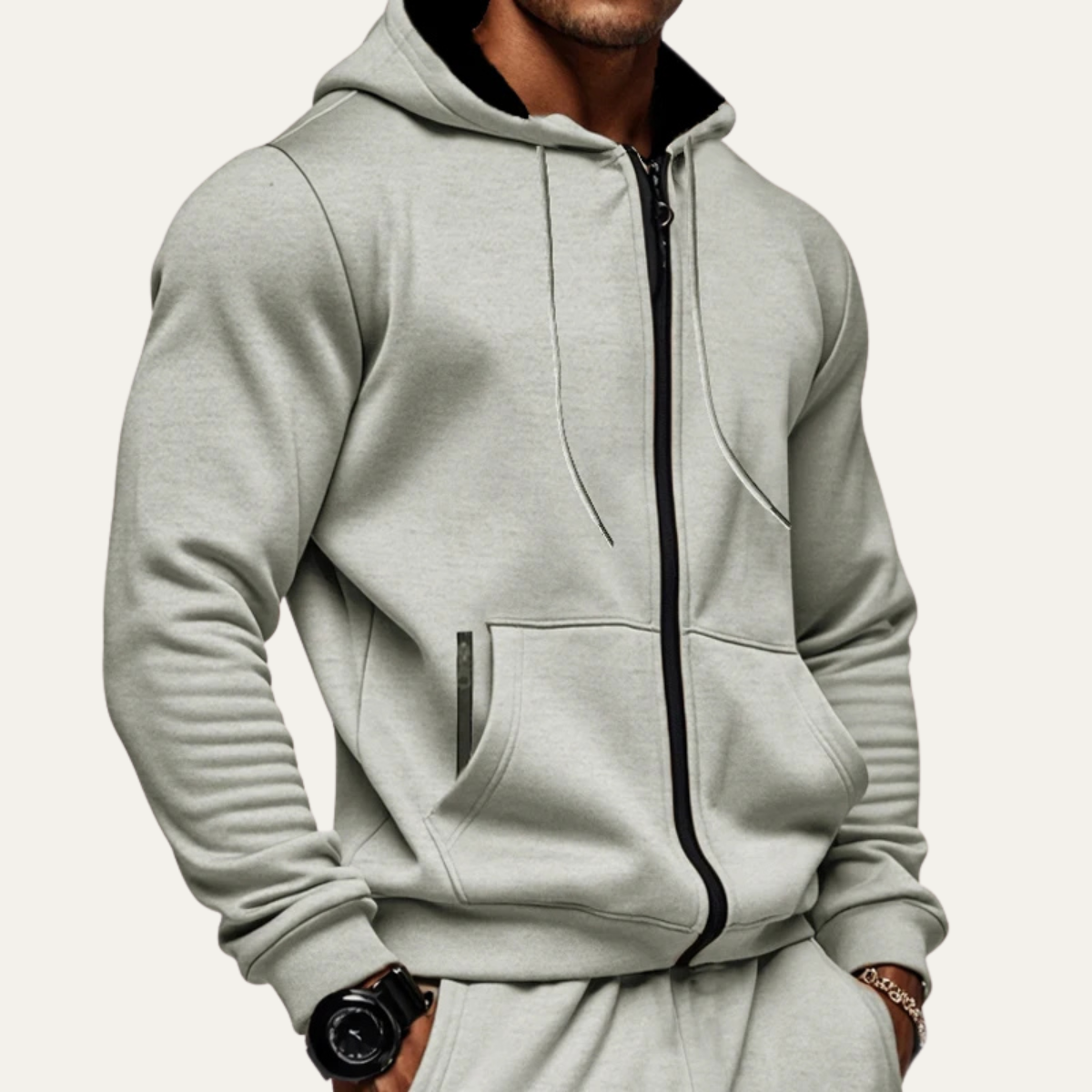 Men's Fleece Zip Up Hoodie in Gray