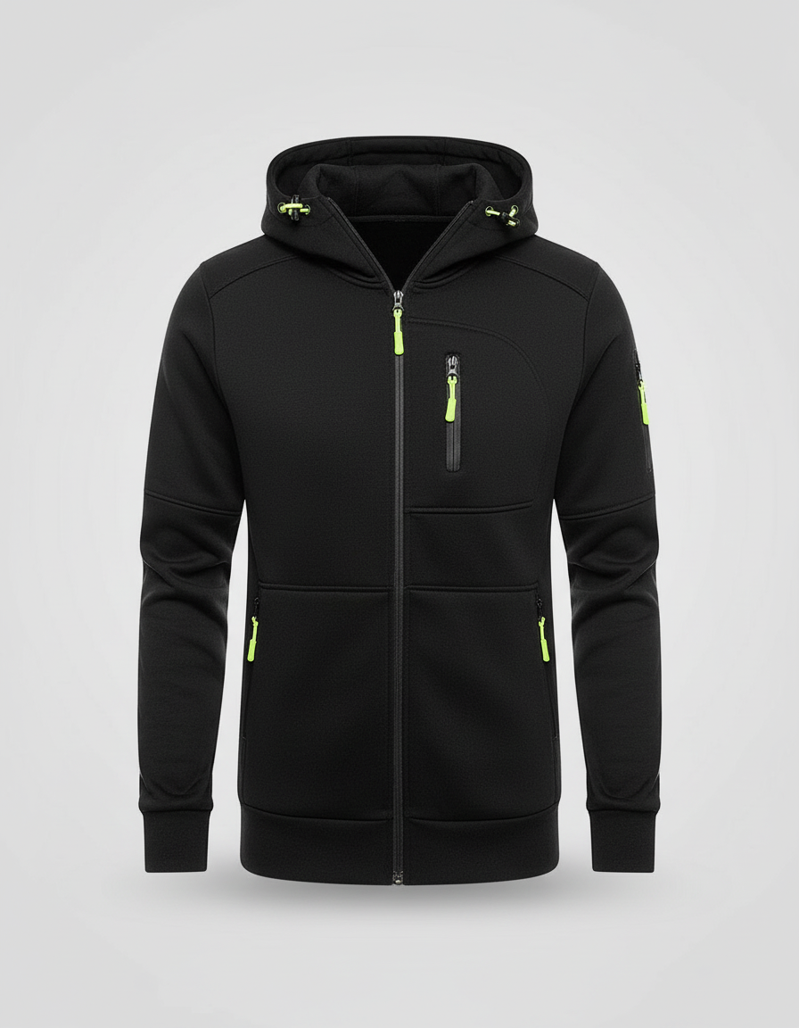Men's Full Zip Hoodie in Black