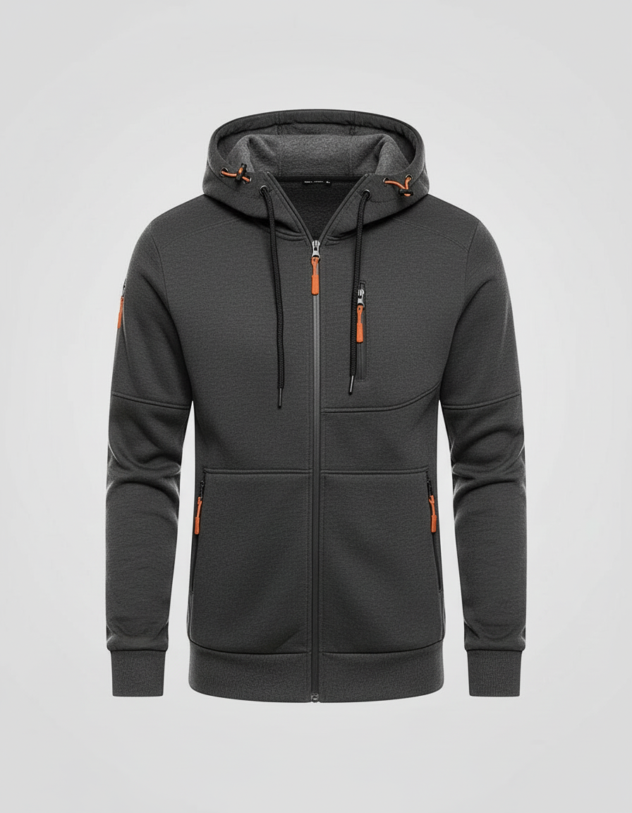 Men's Full Zip Hoodie in Dark Gray